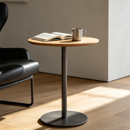 Contemporary Round Side Table with Metal Frame